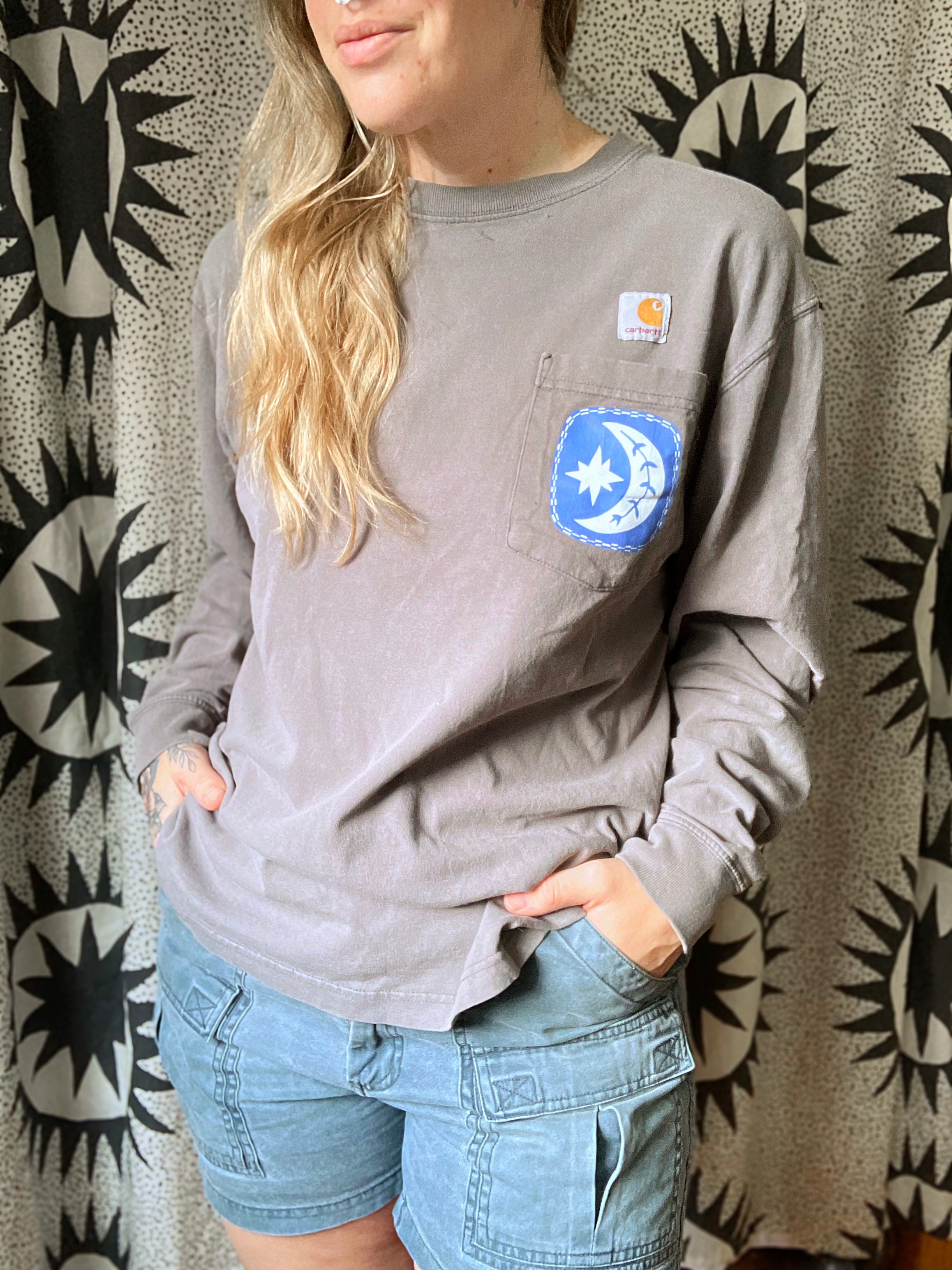 Grey Carhartt Longsleeve Moon Pocket Tee