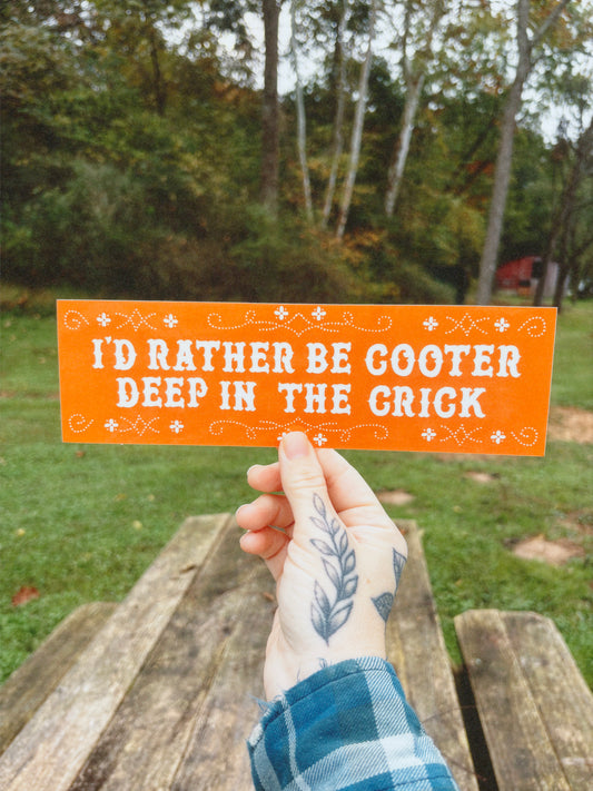 Cooter Deep in the Crick Bumper Sticker