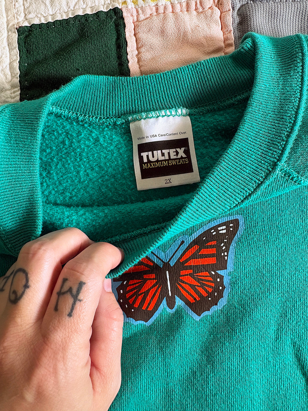 Unisex Vintage Teal Monarch Pullover