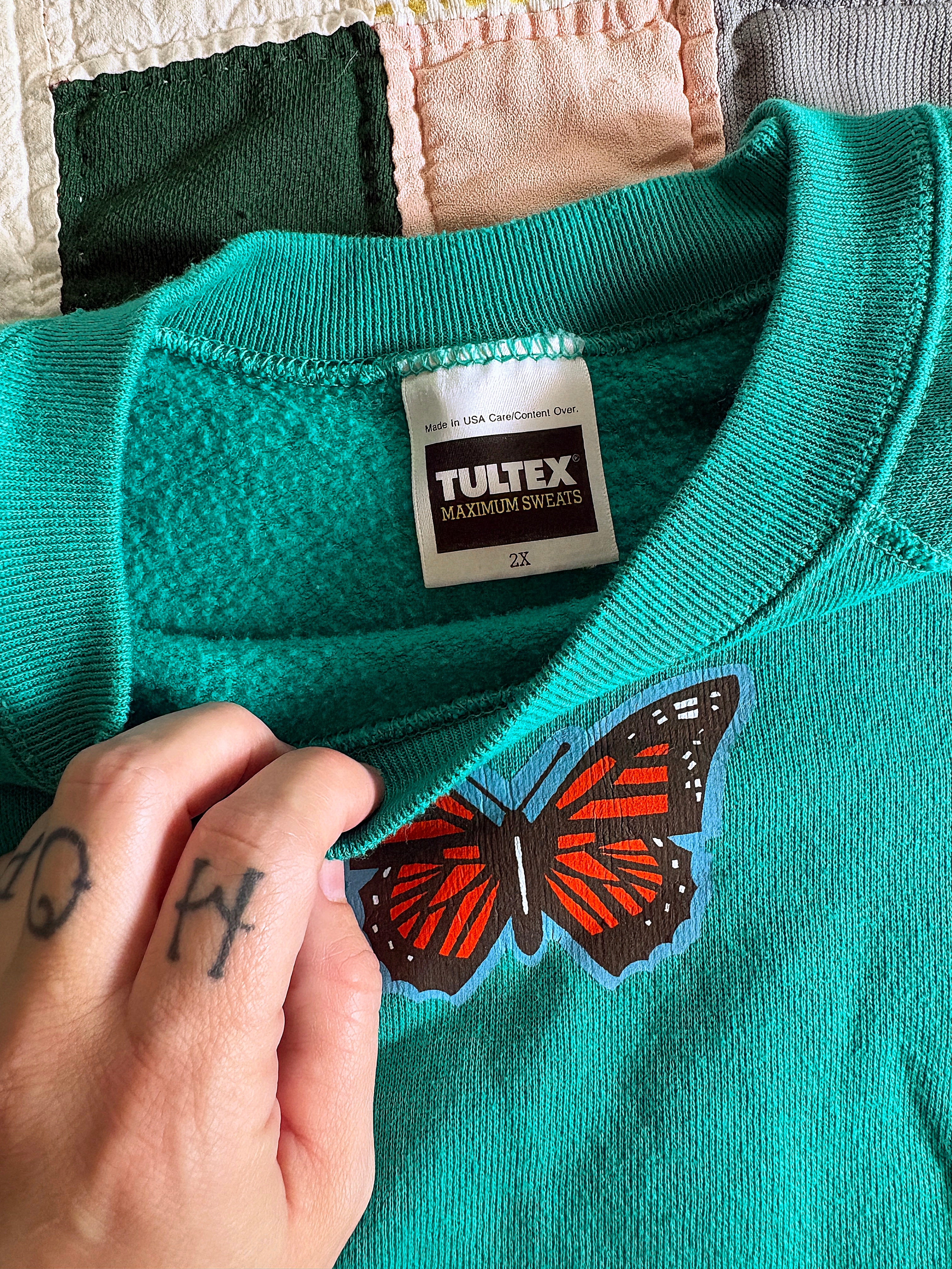 Unisex Vintage Teal Monarch Pullover