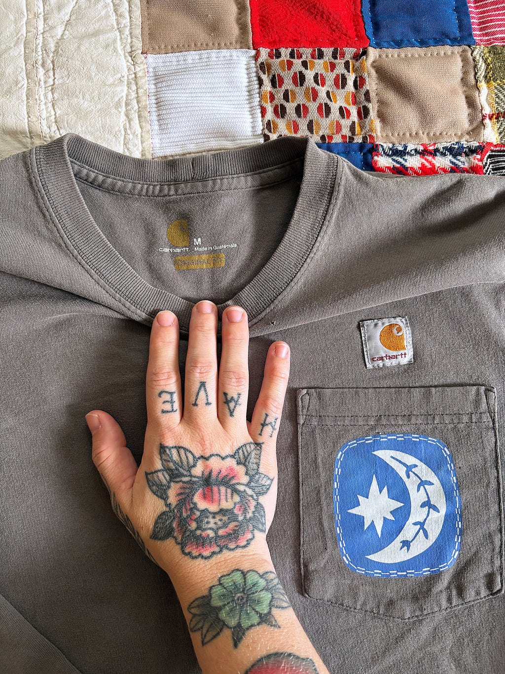 Grey Carhartt Longsleeve Moon Pocket Tee