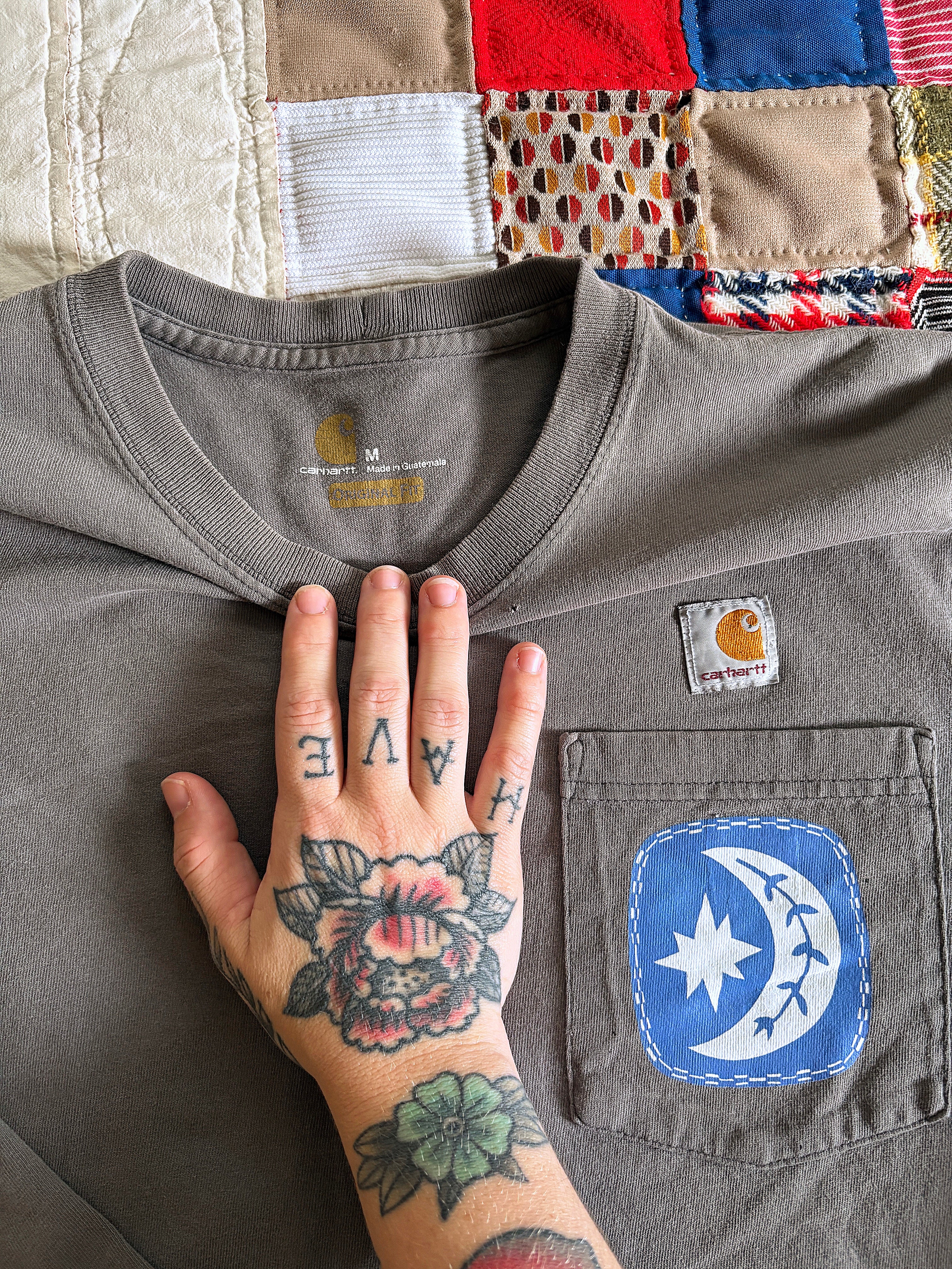 Grey Carhartt Longsleeve Moon Pocket Tee